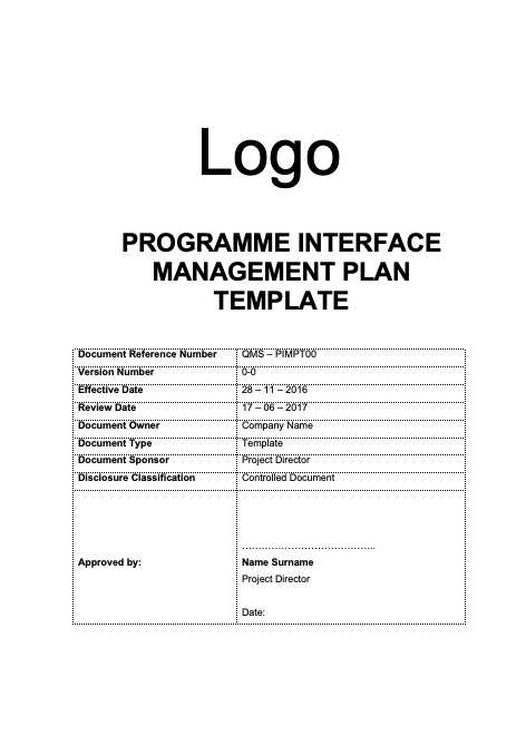 Interface Management Plan Template Rev 0-0